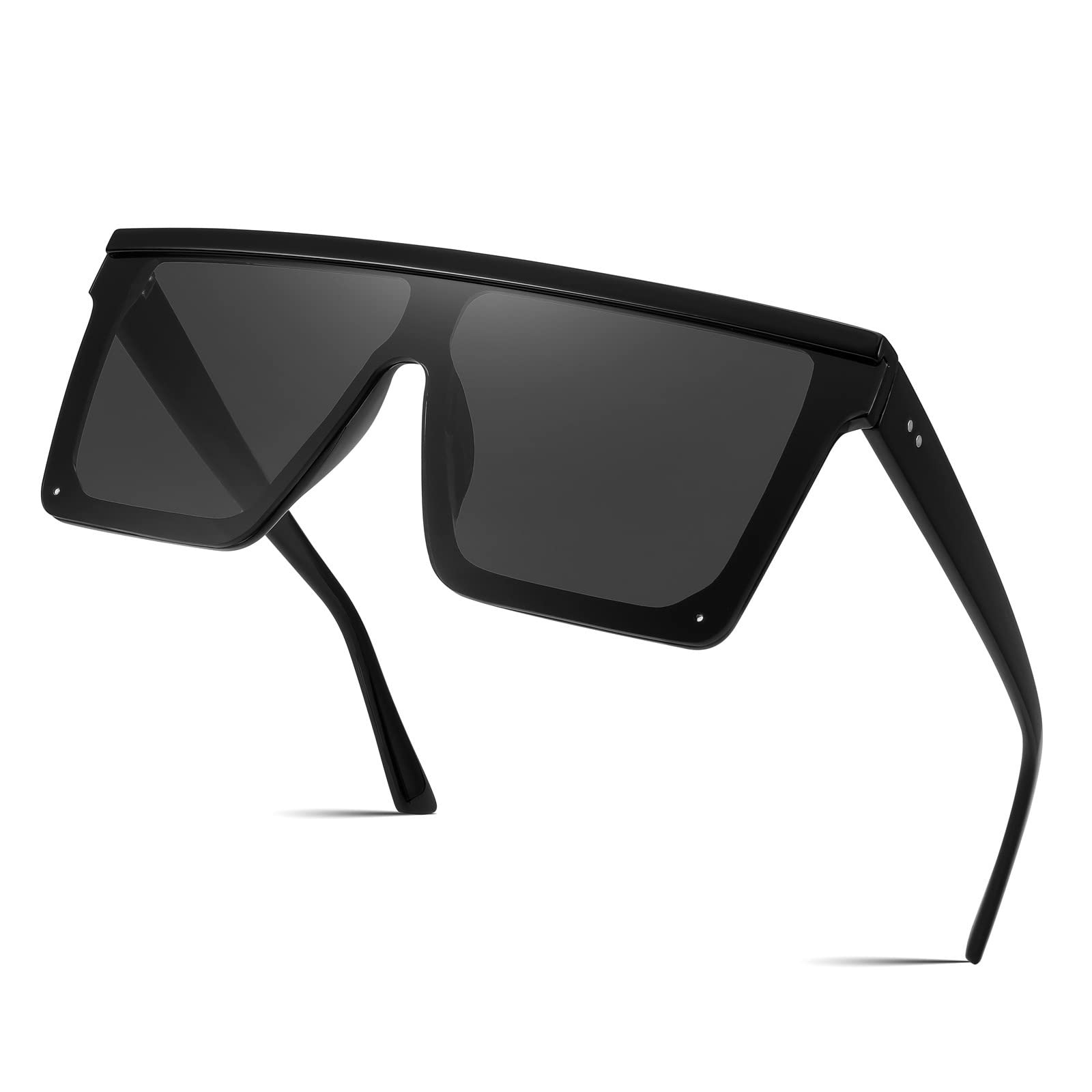 FEISEDY Fashion Oversize Flat Top Siamese Lens Rimless Sunglasses UV400 Streamli