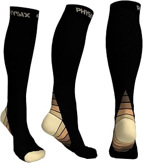 Physix Gear Sport Compression Socks Women & Men 20-30 mmHg, Graduated Men & Women Compression Socks for Travel, Pregnancy
