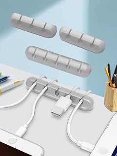 4 Pack Cable Clips, Cable Organizer, Self Adhesive USB Charging Cable Clips for Desk Bedside Table Power Cord for Mouse, PC, Home, Office, Car, Desk, Bedside Table (3x2