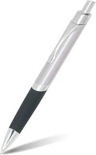 Online Sporty Silver Ballpoint Pen, Aluminium, Retractable, Large Capacity International Refill, Permanent Writing Blue, Metal Clip