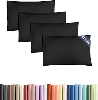 Pillowcases 4 Pack Standard 50x75 - Microfibre Envelope Closure - Black