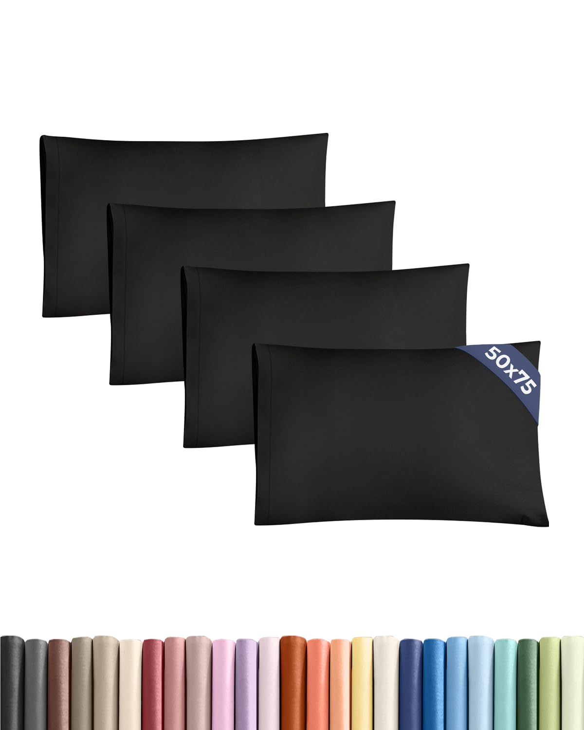 Pillowcases 4 Pack Standard 50x75 - Microfibre Envelope Closure - Black