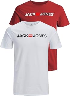 JACK & JONES Men's Jjecorp Logo Tee SS Crew Neck T-Shirt (Pack of 3)