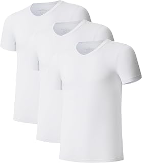 COLORFULLEAF Men's Cooling Bamboo Undershirt V-Neck Short Sleeve T-Shirts for Men, 3/5-Pack