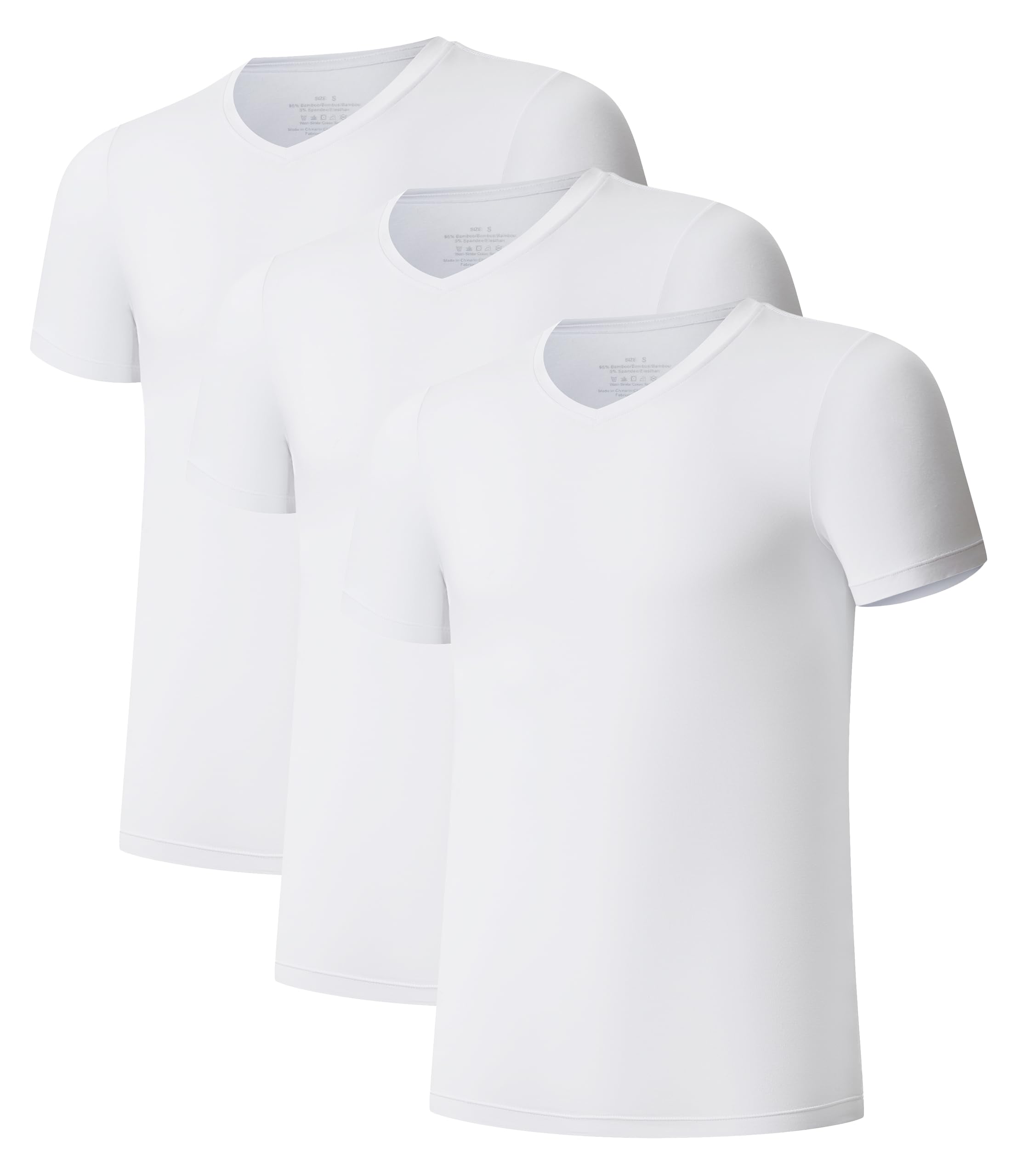 COLORFULLEAF Men's Cooling Bamboo Undershirt V-Neck Short Sleeve T-Shirts for Me