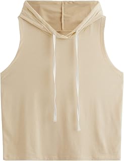 SweatyRocks Women's Summer Sleeveless Hooded Tank Top T-Shirt for Athletic Exercise Relaxed Breathable