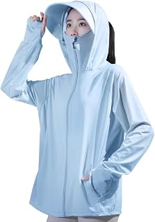 DMFU Women's Rash Guard Hoodie, Cool Touch, UV Protection, UPF 50+ 360-Degree UV Protection, Swimsuit, Body Shape Coverage, Cute, Rash Guard Hoodie, Sun Protection Wear, Solid, Long Sleeve, Summer