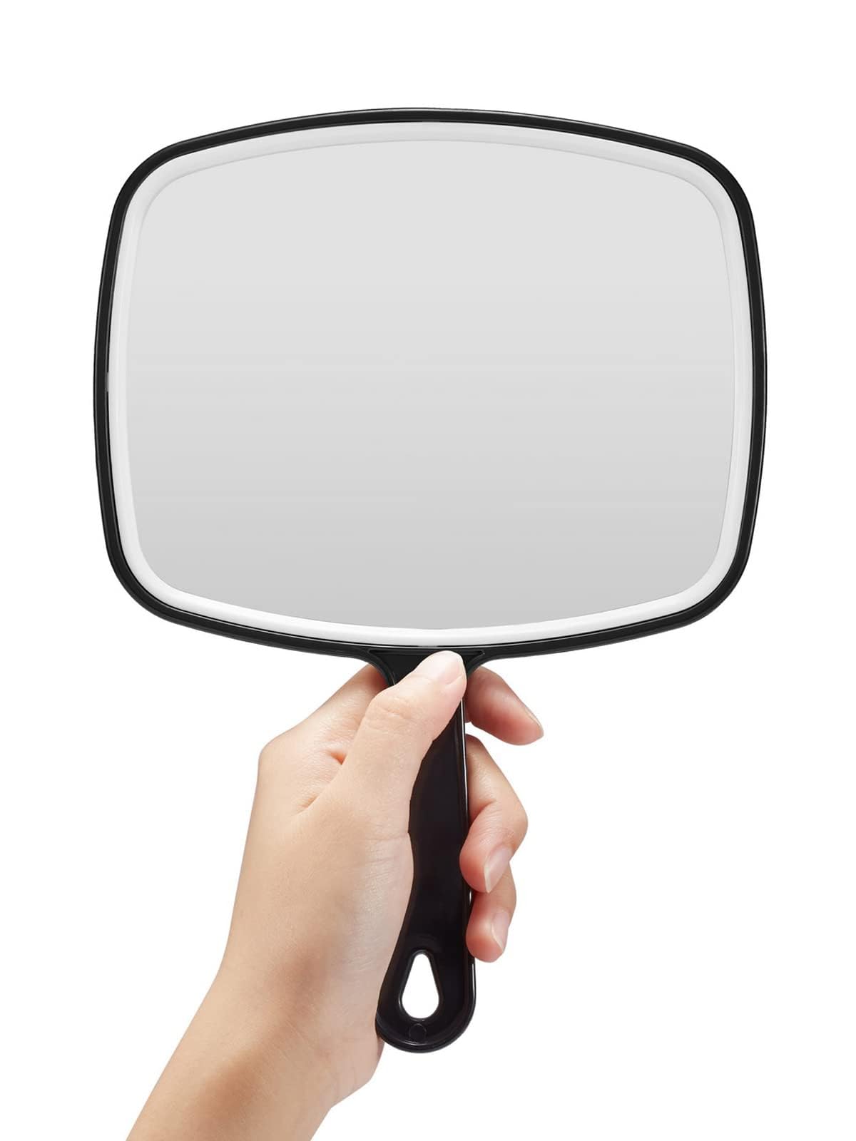 OMIRO Hand Mirror, Black Handheld Mirror with Handle, 9.6" L x 6.3" W | Salon Mi