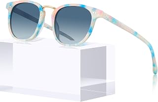 CARFIA Acetate Polarized Sunglasses for Women UV Protection, Retro Eyewears Metal Bridge Brow Ladies Sunnies Trendy Shades