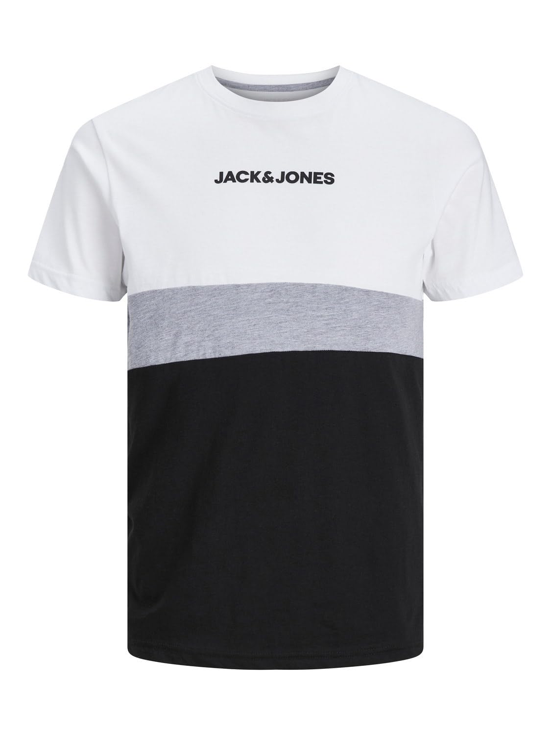 JACK & JONES Men's Plus Size Collar Block Tee with Logo Print Crew Neck Style JJ