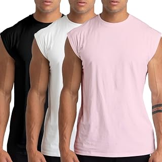 Holure Pack of 1, 3 or 5 Men's Cotton Gym Tank Tops - Sleeveless Training Tank Tops, Athletic T-shirts, Muscle Tank Tops for Workout and Bodybuilding.