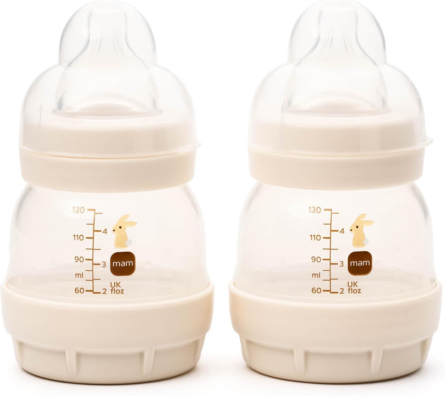 MAM Easy Start Anti-Colic Bottle, 1x 130ml, Self-Sterilising, Linen | Baby Milk 
