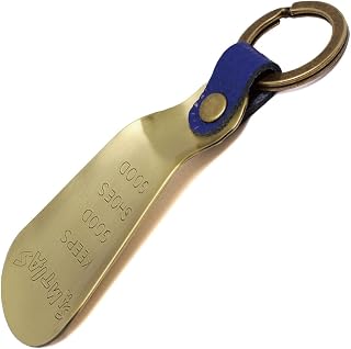 Portable Shoehorn Men's Stylish Brass Made in Japan Shoe Horn Keyholder Leather & Ring Blue Kondo SAMTIAS plus
