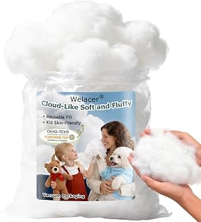 Welacer Polyfill Stuffing, 2.3lb Premium Fiber Fill for DIY Crafts | Fluffy White Filling for Stuffed Animals, Pillows, Cushions, Crochet Projects, and Cloud Decor with Soft, Lasting Loft