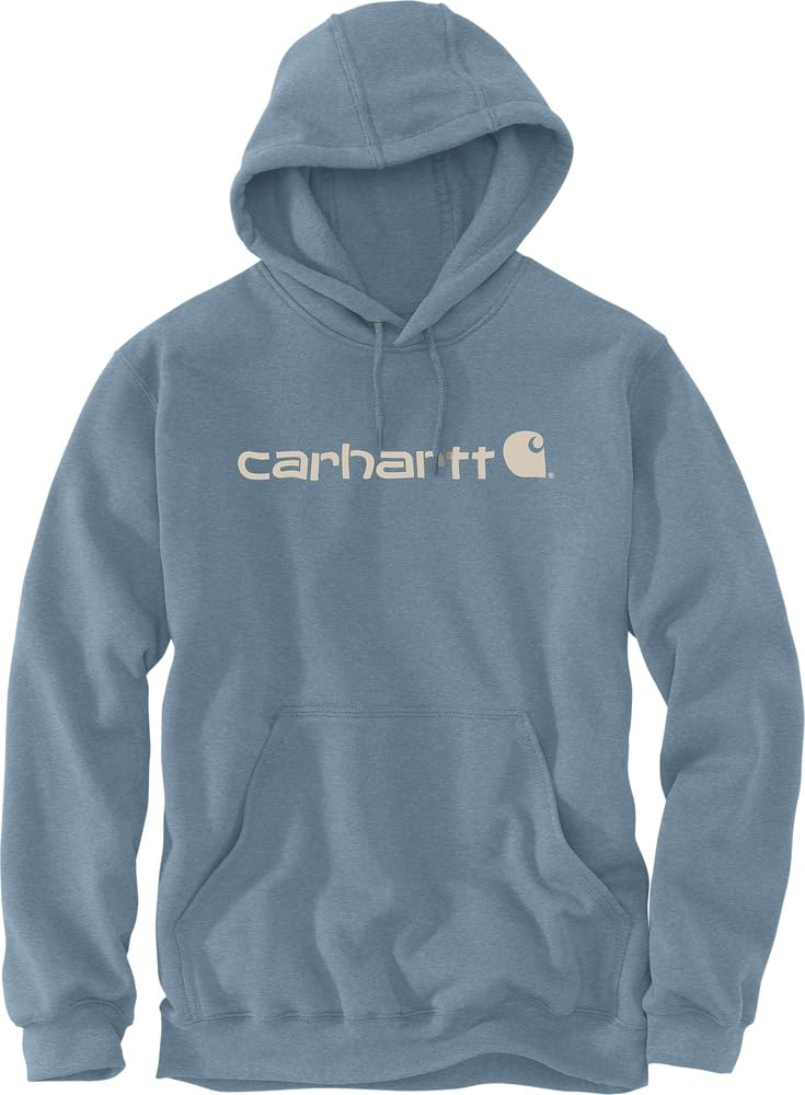 Carhartt Herren Sweatshirt Signature Logo Hooded Sweatshirt Heather Grey