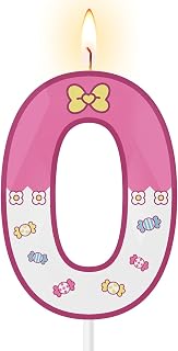 Large 3D Number 1 Birthday Candles - 5 & 2.76 Inches Pink White Cartoon Stuff Cake Toppers, Flowers Themed Birthday Decorations&Not a Toy (Number 0)
