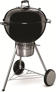 Weber® Master-Touch Charcoal Grill, 22-Inch, Black | Premium Outdoor BBQ Grill with Tuck-Away Lid Holder & One‑Touch™ Cleaning System, Porcelain‑Enameled Kettle