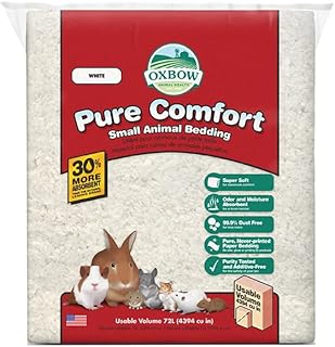 Oxbow Pure Comfort Small Animal Bedding - Odor & Moisture Absorbent, Dust-Free Bedding for Small Animals, White, 72 Liter Bag