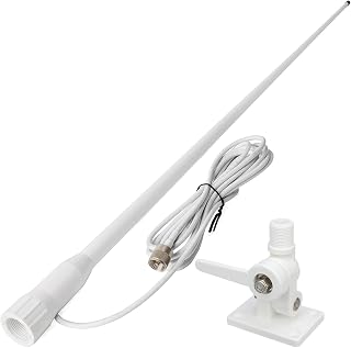 HYS VHF Marine Antenna 3dBi PL259 NOAA Weather 156-163MHz W/Ratchet Mount | 43.3inch,Waterproof,Fiberglass,W/22.9ft(7m) RG58 Low Loss Premium Coaxial Cable with PL259/Built-in to Nylon Ratchet Mount