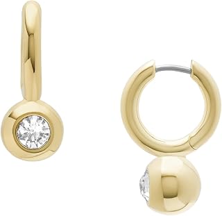Fossil Women's Ellis Pavé Glitz Gold-Tone Brass Hoop Earrings