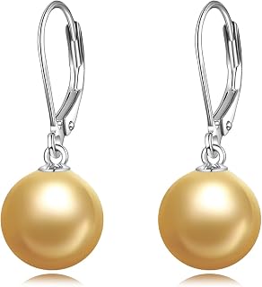 925 Sterling Silver Pearl Leverback Earrings Dangle Drop Jewelry Gifts for Women