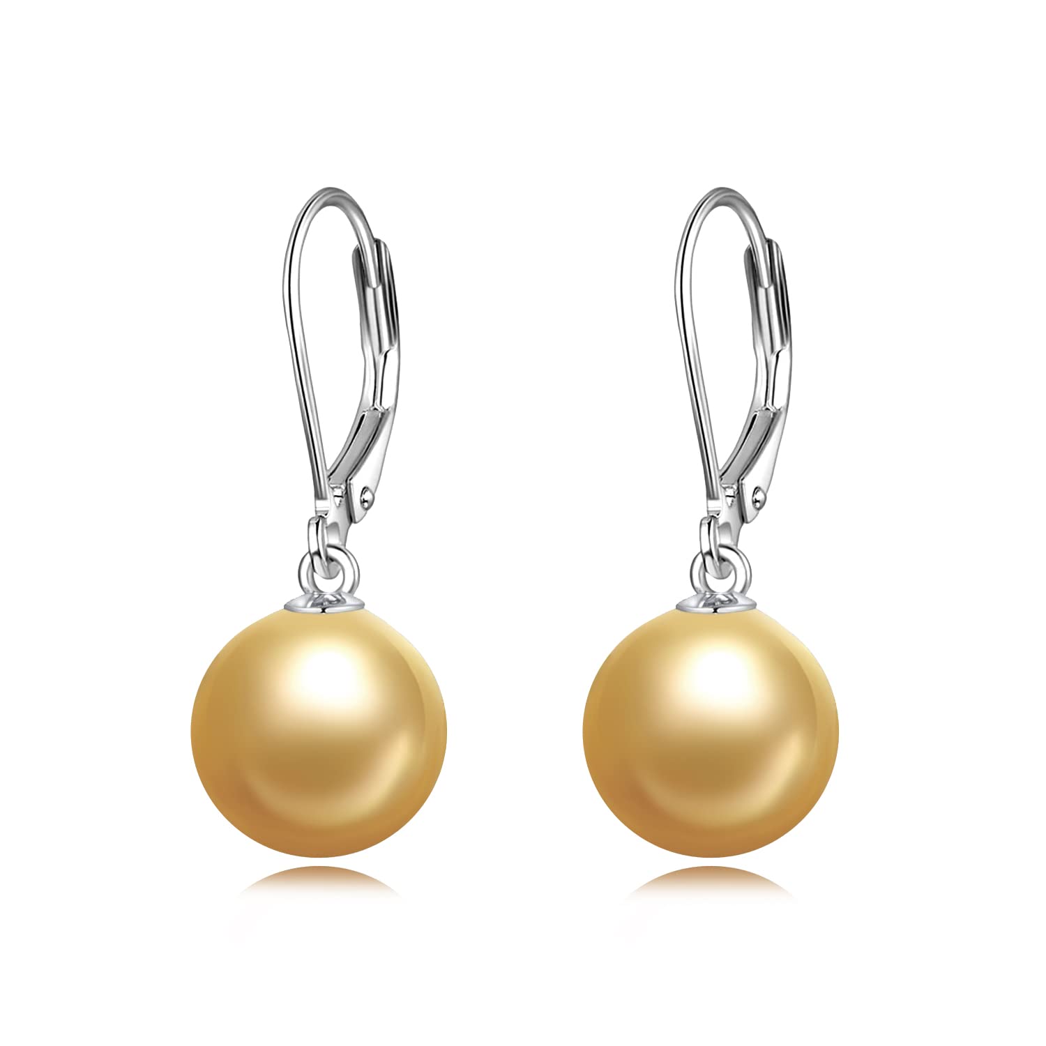 925 Sterling Silver Pearl Leverback Earrings Dangle Drop Jewelry Gifts for Women