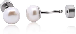 limerencia Hypoallergenic F136 Titanium Screw In Cubic Zirconia Pearl Ball Opal Flat Back Sleeper Earrings Implant Grade 20G Tiny CZ Studs For Sensitive Ears