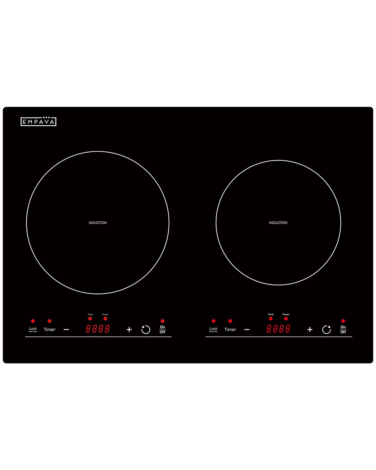 Empava IDC12B2 Horizontal Electric Stove Induction Cooktop with 2 Burners in Bla
