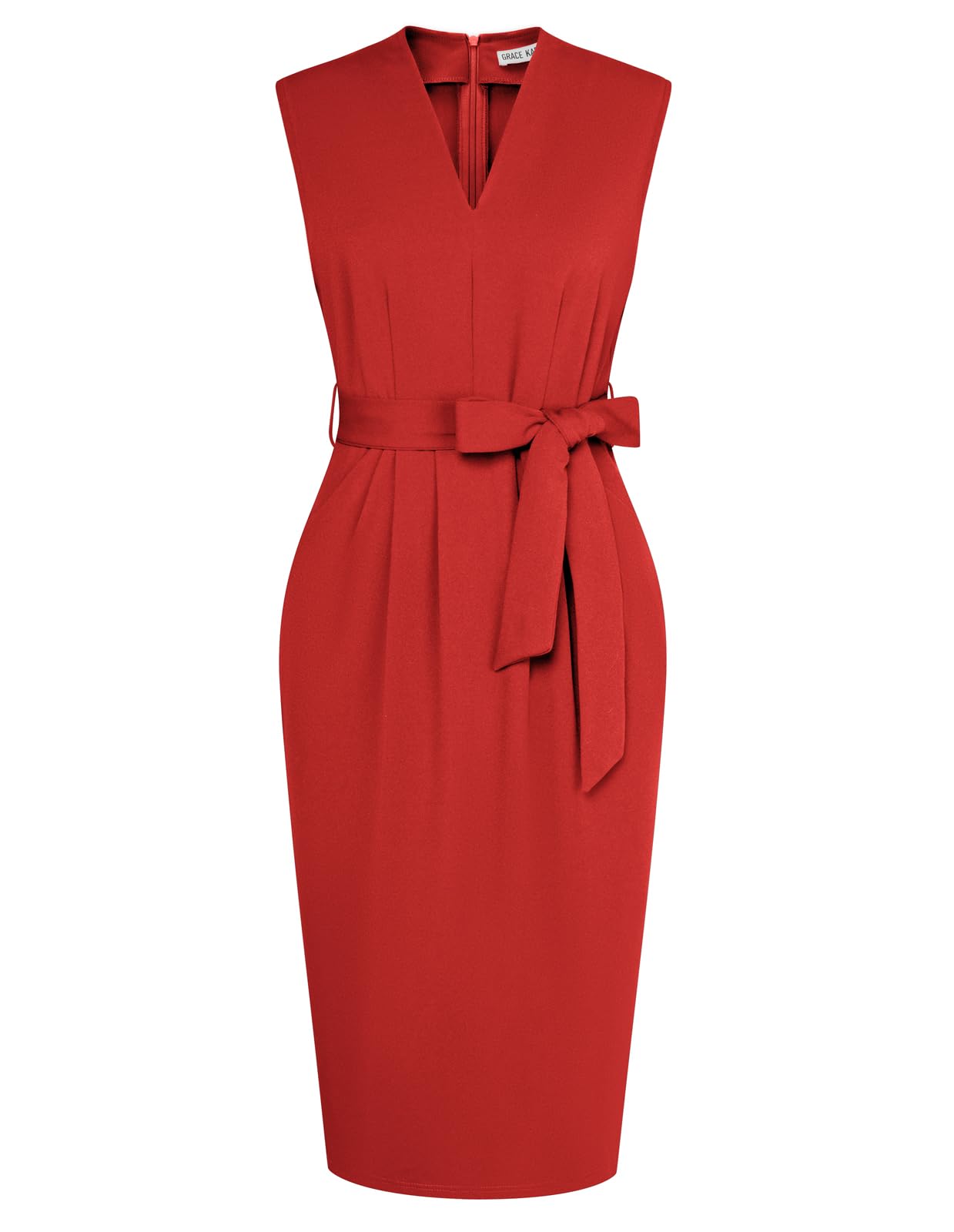 GRACE KARIN Women's Bodycon Knee Length Sleeveless Dress with Pockets