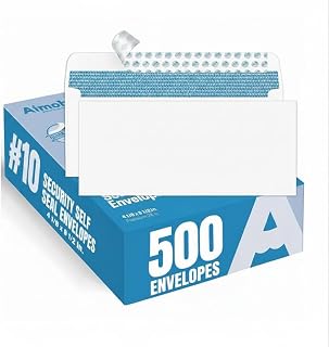 Aimoh#10 Business Envelopes Letter Size Windowless Self Seal Security 500ct | Premium EnveGuard Tint, Ultra Strong Quick Closure, White, 24LB Paper, 4-1/8 x 9-1/2 in, 500 Count