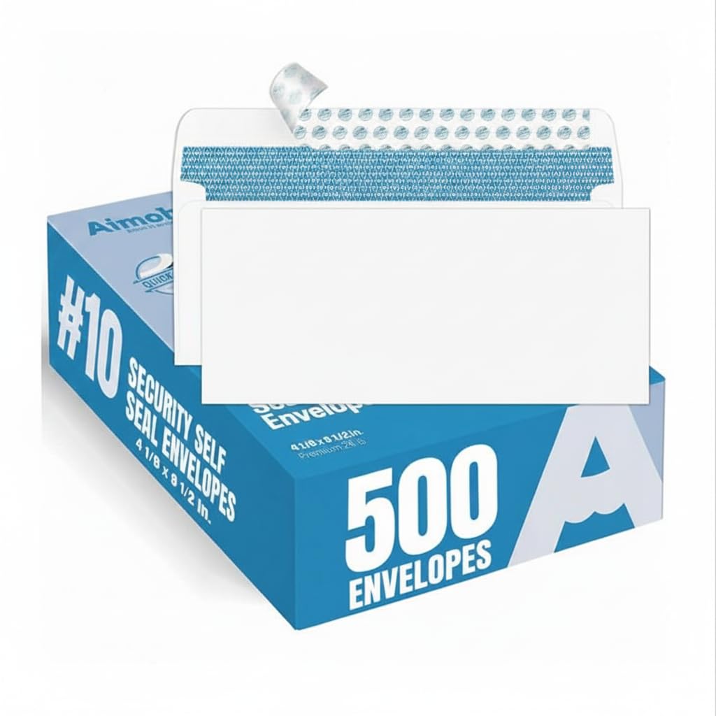 Aimoh#10 Business Envelopes Letter Size Windowless Self Seal Security 500ct | Pr