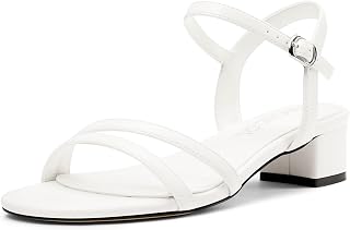 Aachcol Womens Strappy Square Open Toe Chunky Block Heels Ankle Strap Low Heel Sandals Wedding Party Dress Shoes 2.0 Inches Heels