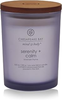 Chesapeake Bay Candle Medium Jar Scented Candle Serenity + Calm (Lavender Thyme) Home Décor Orange Gifting Idea Burn Time of 50 Hours
