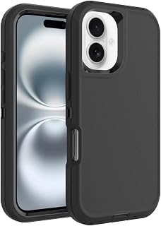 Case for iPhone 16 Plus, Heavy-Duty Tough Rugged Shockproof Drop Protective Cover Phone Cases, Black