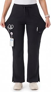 Women's Yoga Scrub Pants Wide Leg Soft Stretchy High Waisted Nurse