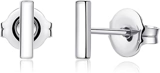 VGACETI Titanium Earrings, Hypoallergenic Stud Earrings for Women Men Sensitive Ears Bar Butterfly Triangle Square Premium High Polished (Shiny Gray), Titanium, No Gemstone