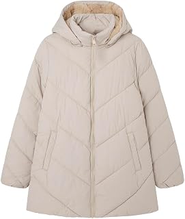 SPRINGFIELD Sorona 3/4 Jacket with Detachable Hood, Grommet Pockets, Inner Fleece Lining and Front Zipper for Closure Sorona Aura Water-Repellent Quilted Coat Women (Pack of 1)