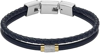 Fossil bracciale da uomo in acciaio inossidabile o pelle con chiusura a libro