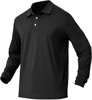 NAVISKIN Polo da uomo Quick Dry Golf Shirt UPF 50 Manica lunga e corta traspirante Polo, nero, L