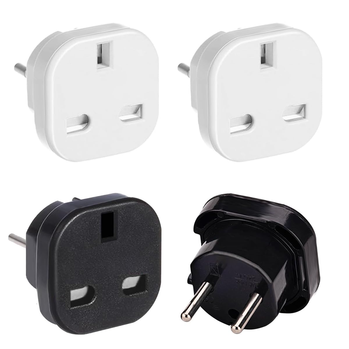 UK to European Plug Adapter,4 Pack EU Travel Adaptor Europe Converter Type C, E,