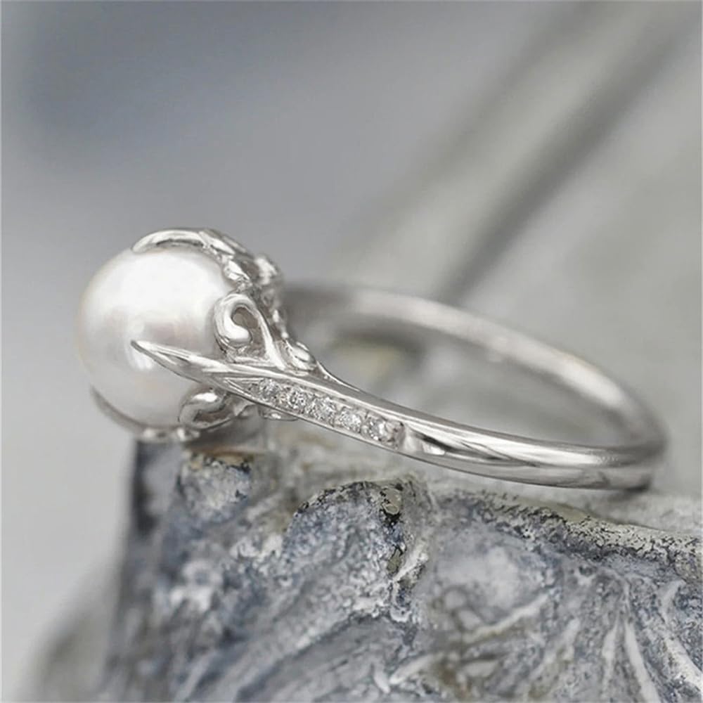 Anello di perle simulato gioielli nuziali estetici luminosi CZ accessori