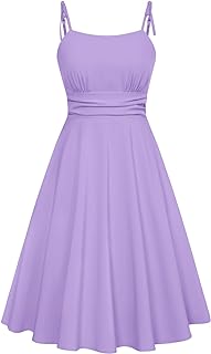 Belle Poque Women's Spaghetti Strap Midi Vintage Tea Party Dress