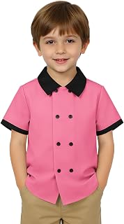Haloumoning Bambino Bambino Ragazzi Manica Corta Button Down Camicie Bambini Color Block Doppio Petto Vestito Camicia 9M-8Y