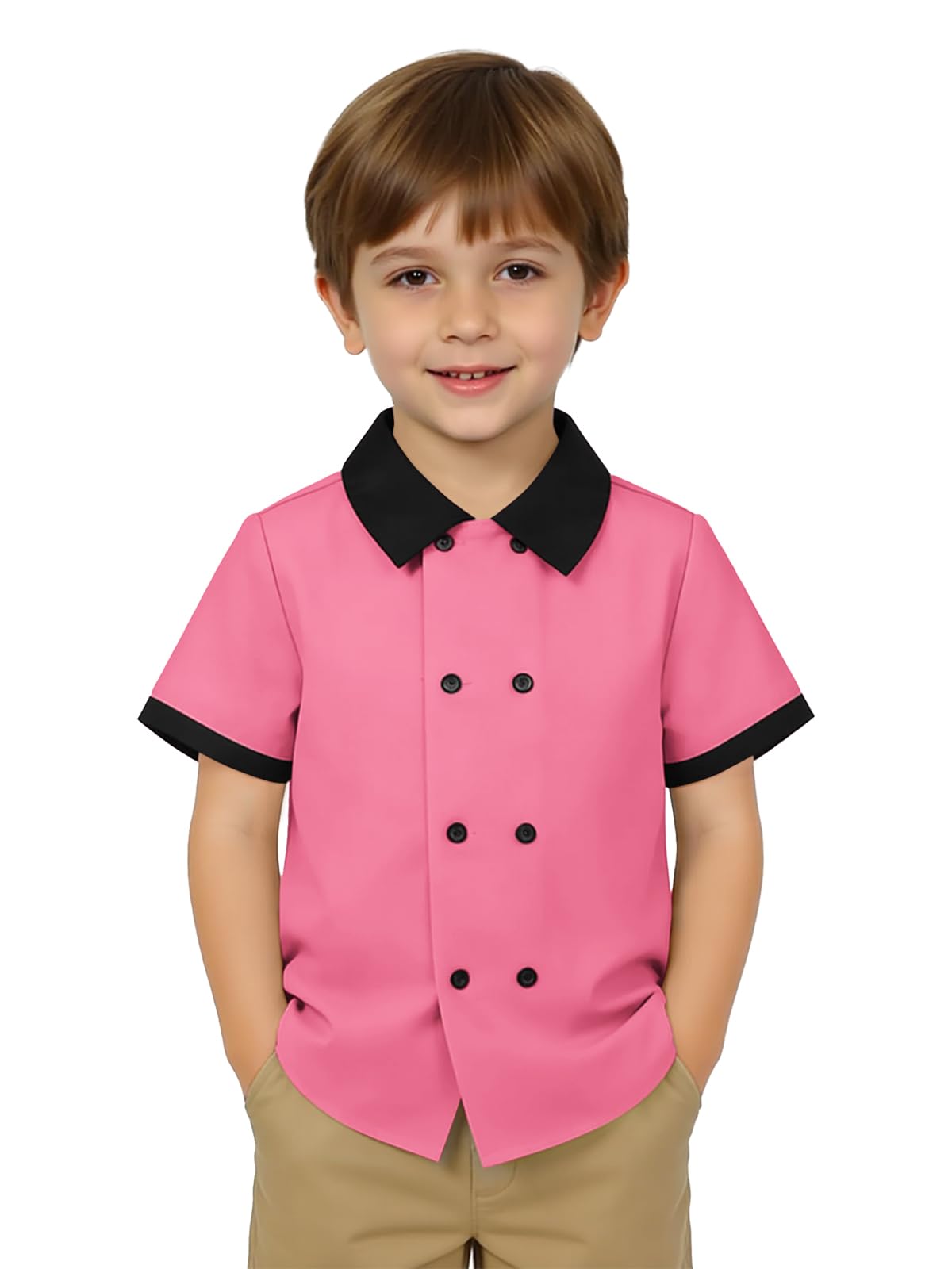 Haloumoning Bambino Bambino Ragazzi Manica Corta Button Down Camicie Bambini Col