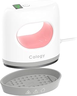 Calogy Super Mini Heat Press Machine, Fast Up to Max 410℉ in 3Mins &amp; 4 Heating Setting with LED Display, Mini Iron for Crafting with Precision Tip, Easy for Small Objects Like Shoes, Hats (White Pink)