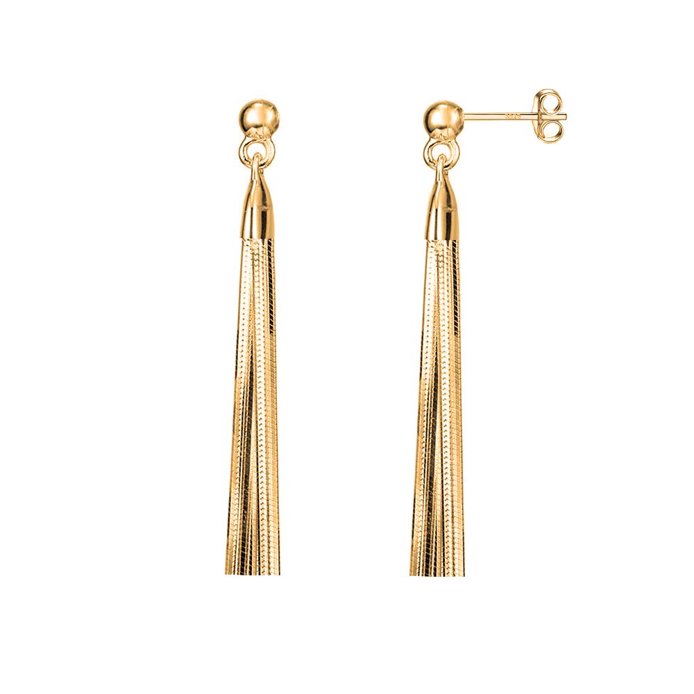 Savlano 925 Sterling Silver 18k Gold Plated Dangle Drop Tassel Stud Earrings For