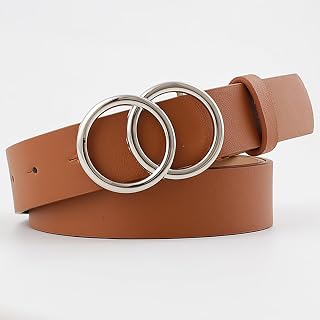 Women's Leather Belts for Jeans Dresses Fashion Gold Buckle Belt for Women