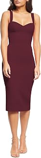 Dress the Population レディース Nicole ノースリーブ ボディコン ストレッチ ミディシースドレス, バーガンディ, X-Small