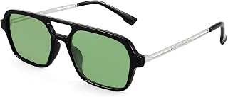 FEISEDY Vintage Square 70s Flat Aviator Sunglasses Women Men Metal Design Shades B2752