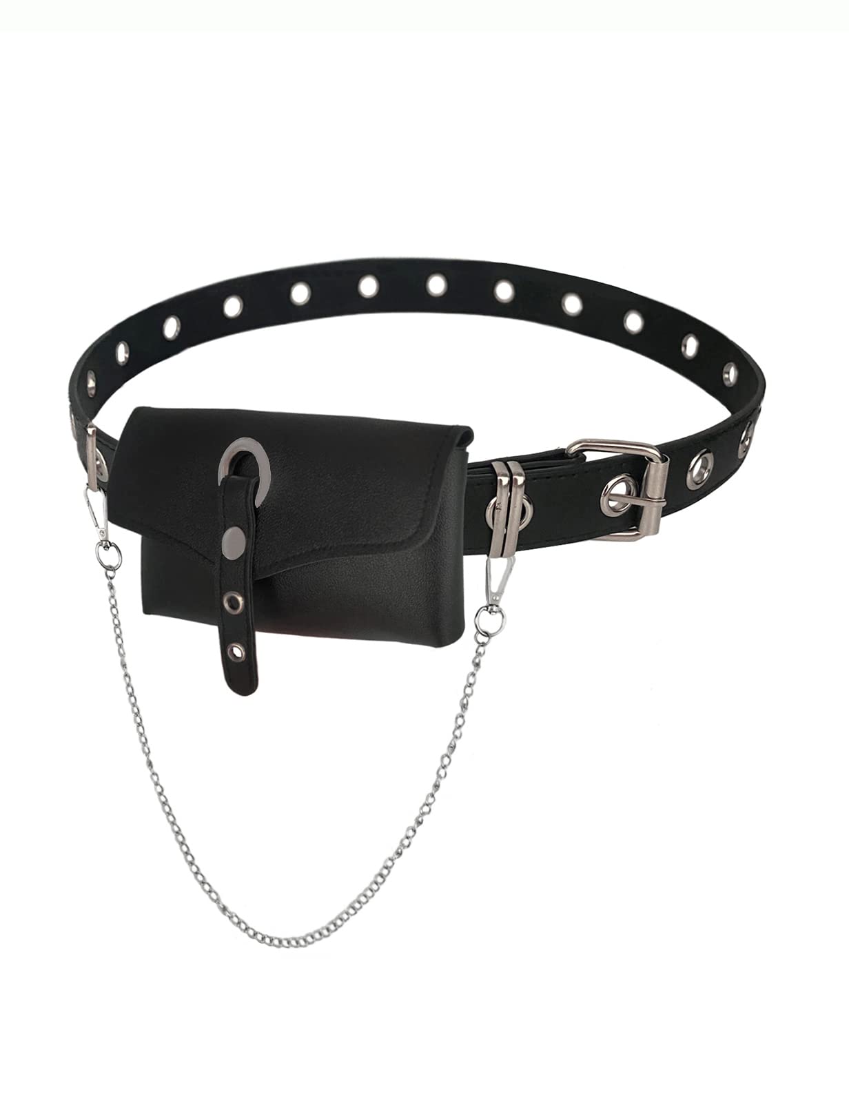 BEMYLV Leather Fanny Pack with Chain for Women, Fashion Fanny Pack, Detachable M